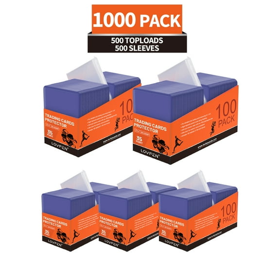 LOVFEN 1000ct Top Loader 3 "X4", Baseball card protector Hard plastic, Trading Card Sports Card holder (500 hard card   500 soft card)