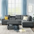 thumbnail image 4 of Orisfur. Sectional Sofa with Reversible Chaise Lounge, L-Shaped Couch with Storage Ottoman and Cup Holders, 4 of 9