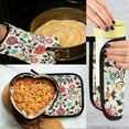 thumbnail image 5 of Yayeee Oven Mitts and Pot Holder Set of 2 Heat Resistant Kitchen Gloves Baking Hot Pad, Beige Red Floral, 5 of 5