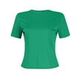 thumbnail image 4 of Blmnix Spring Tops for Women 2024 Short Sleeve Ribbed Crew Neck Basic Solid T-Shirts Trendy Tees, 4 of 5