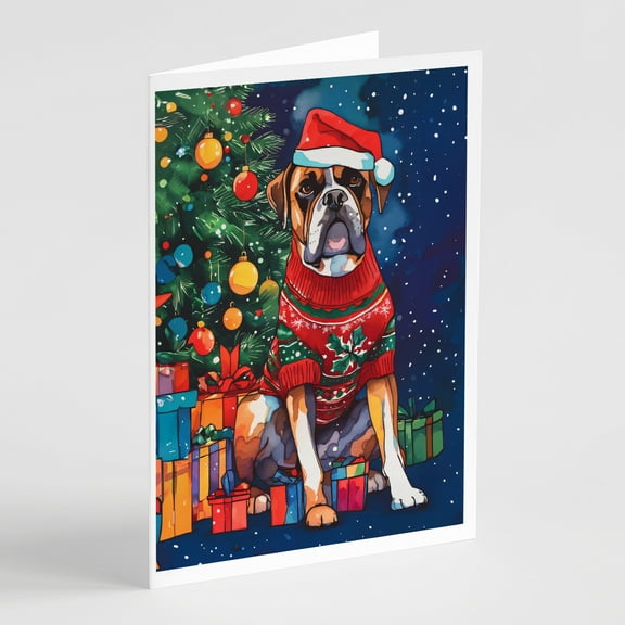 Boxer Christmas Greeting Cards Pack of 8 7 in x 5 in