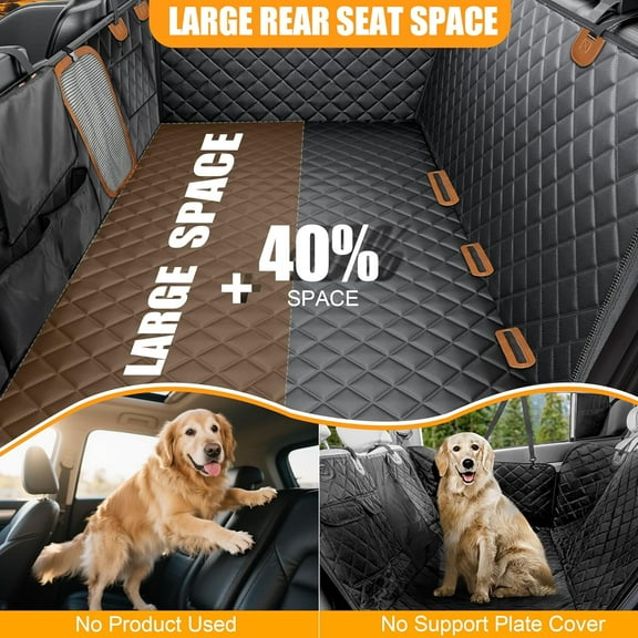 Hard Bottom Dog Seat Cover, Dog Car Seat Cover for Back Seat with Tablet Holder and Foldable Food Tray, Waterproof Back Seat Extender for Dogs Suitable for Baby Seats Hold 420 lbs for Car/SUV