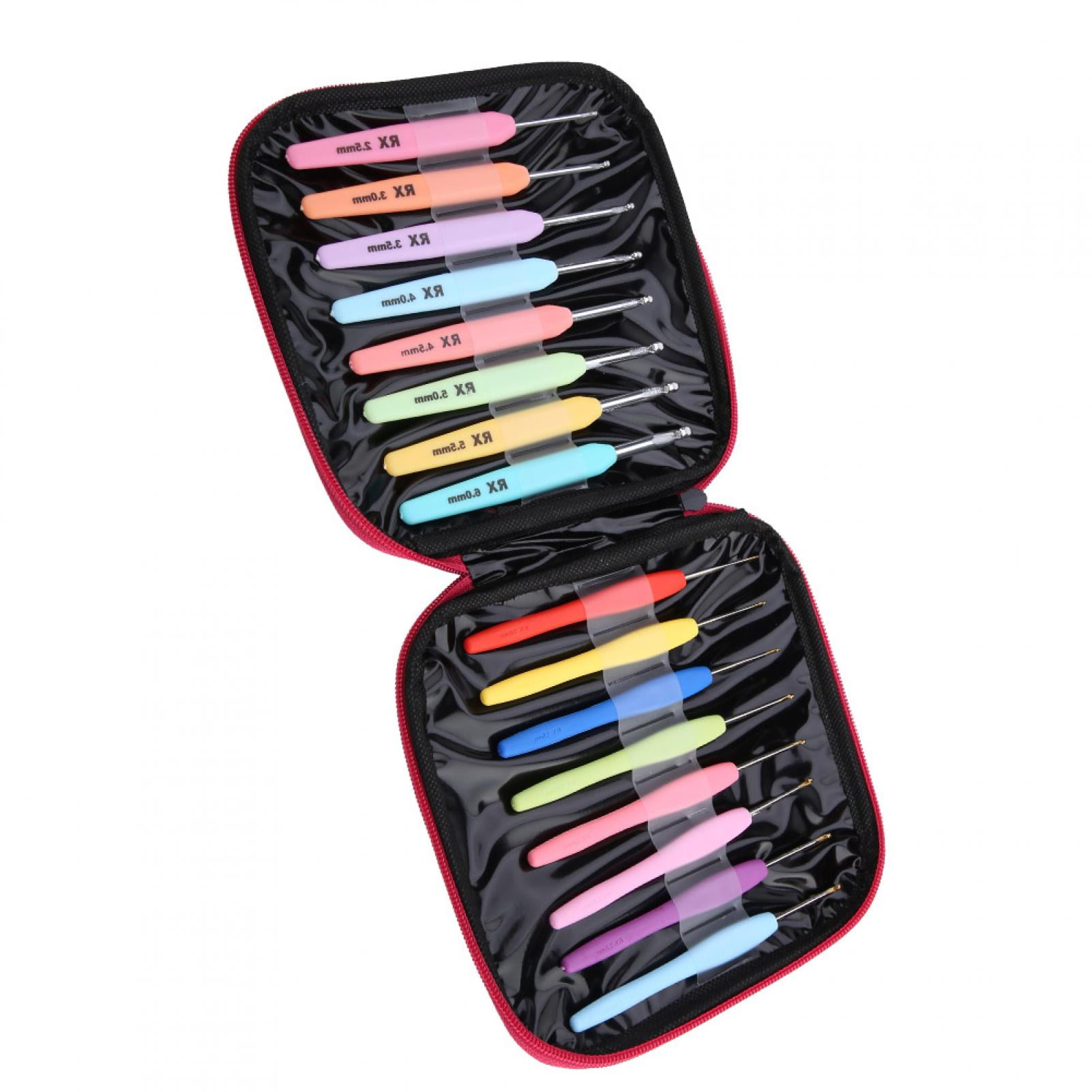 Mgaxyff Crochet Hooks,16 Pcs Multi-colored Crochet Hooks Set Aluminum Knitting Hooks Kit with Soft Handle ,Aluminum Crochet Hook
