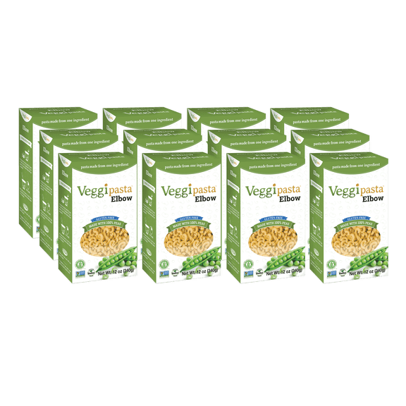 Veggipasta Elbow, 12 oz (Pack of 12) - Pea Pasta - Gluten Free Pasta - Plant Based and Non GMO