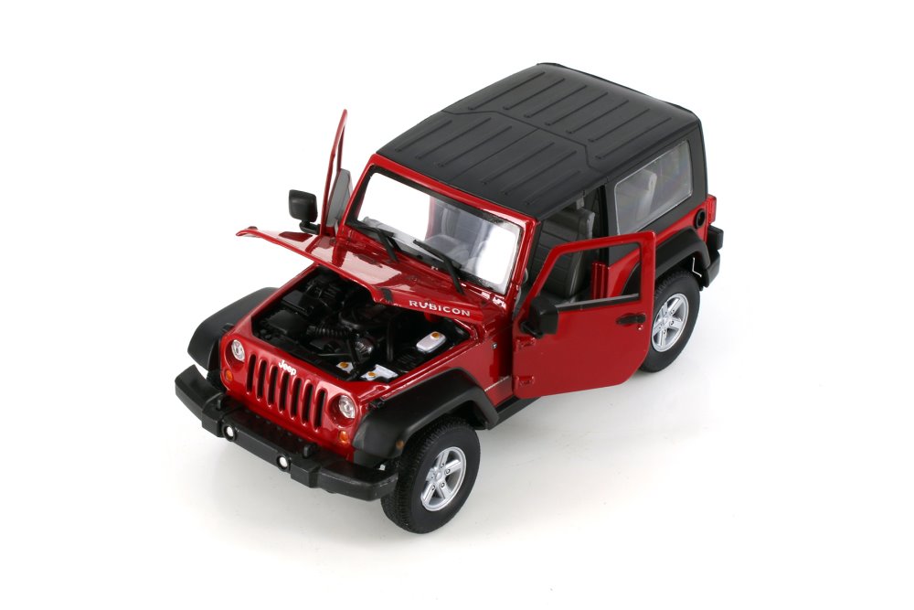 2007 Jeep Wrangler Rubicon Hardtop, Red - Welly 22489H/4D - 1/24 scale Diecast Model Toy Car