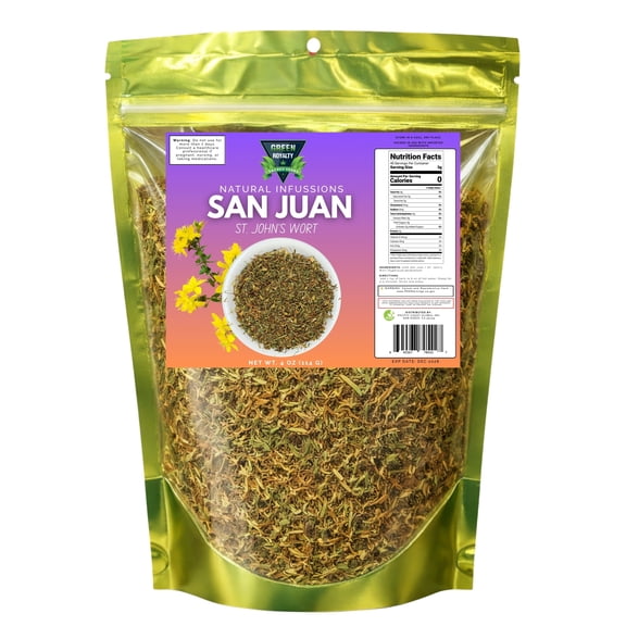 Green Royalty St. John’s Wort Tea (San Juan) 4 oz | Loose Leaf Herbal Blend | 100% Natural, Non-GMO | Traditional Herbal Infusion | Makes 30+ Cups | Product of Mexico