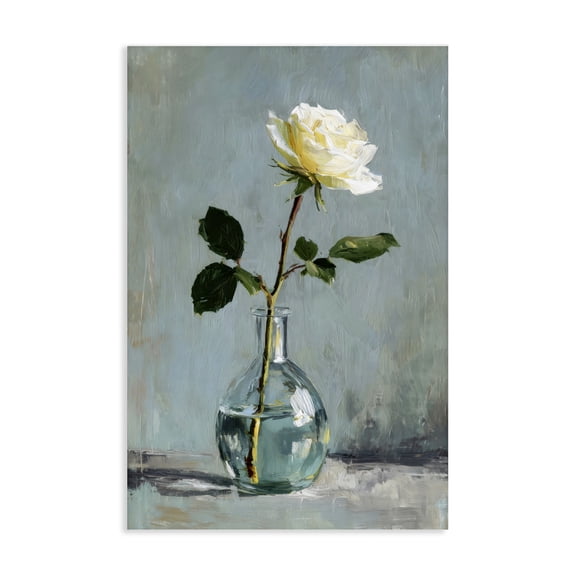 Stupell Industries Victorian Sweet White Rose in Vase Canvas Art, 16 x 24, by Petals Prints Design