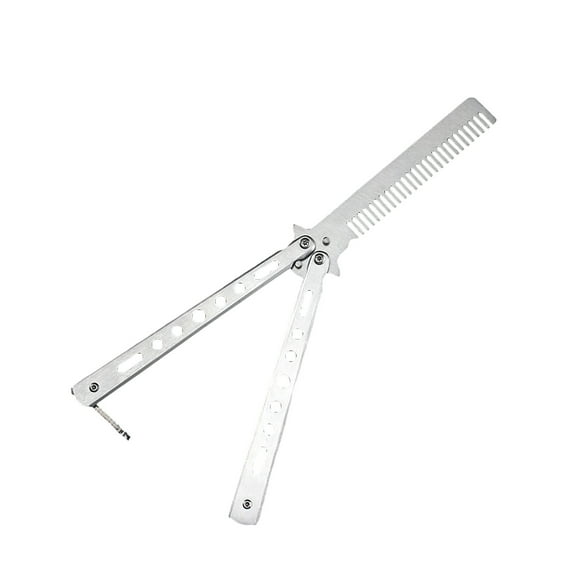 HHBEAUTY Butterfly Knife, Combs Stainless Steel Folding Practice Combs Hair Styling Tools for Sport Outdoor Use