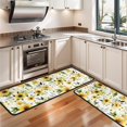 thumbnail image 3 of Kitchen Rugs Sets Of 2,White Green Leaf Flower Sunflower Pattern Anti Fatigue Kitchen Mat Rugs Non Slip Washable,Decorative Kitchen Floor Mats for Kitchen,Sink,Laundry,17"x47"+17"x47", 3 of 5