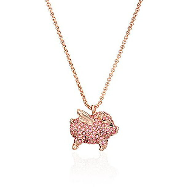 Kate Spade New York Pink Pave Pig Mini Pendant Necklace, 17