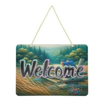 Welcome Sign for Front Door Farmhouse Wall Porch Fall Home Outside Indoor Christmas Decor 14"x10" PVC Bluebirds and Forests