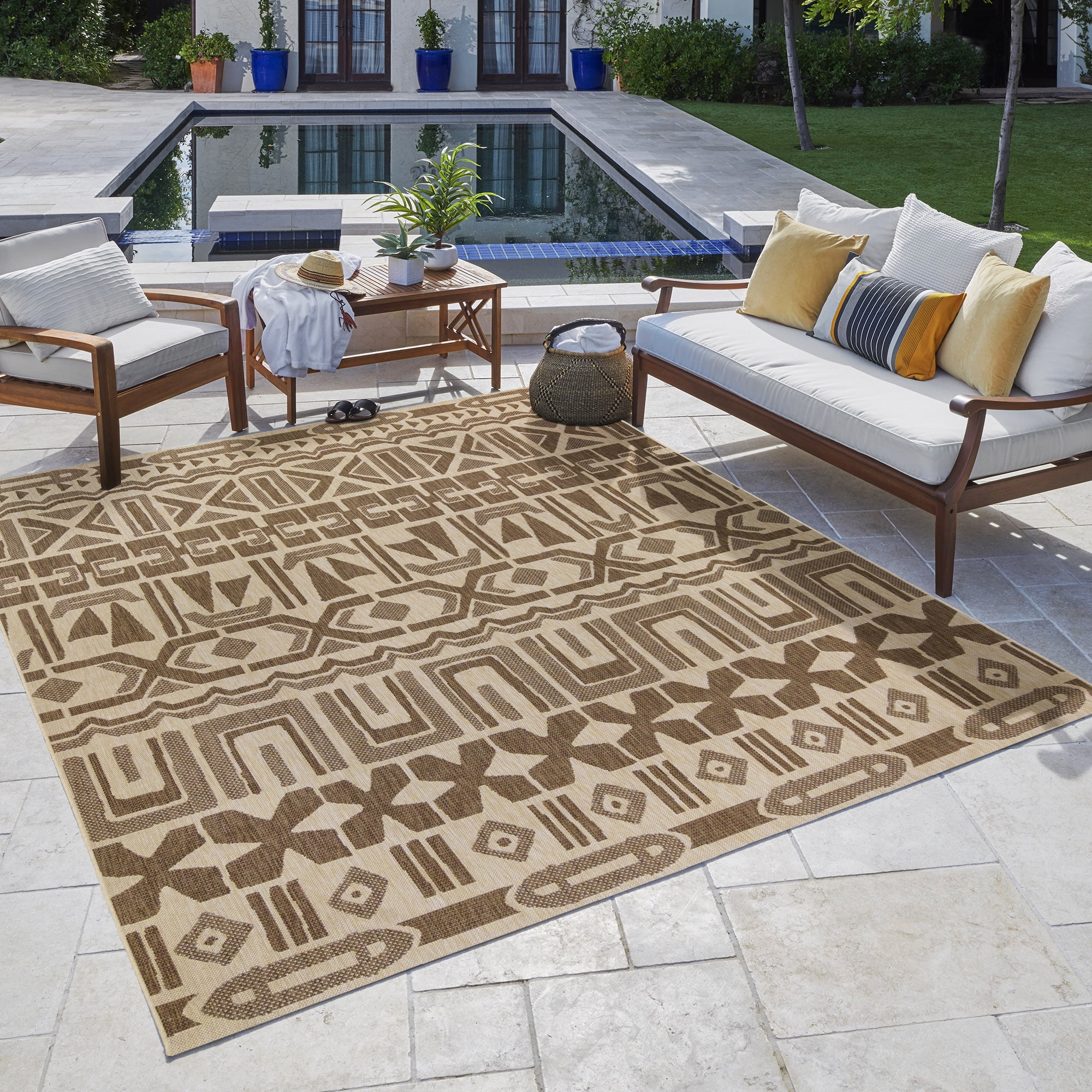 Reyn Spooner Tradewinds Huli Indoor/ Outdoor Polypropylene Havana Flat Weave Area Rug, 6x9