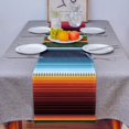 thumbnail image 3 of Cotton Linen Mexican Serape Dining Table Runne Non-Slip Heat Resistant Table Runners for Family Dinner Kitchen Table, Colorful Stripes 13x70 Inch, 3 of 7