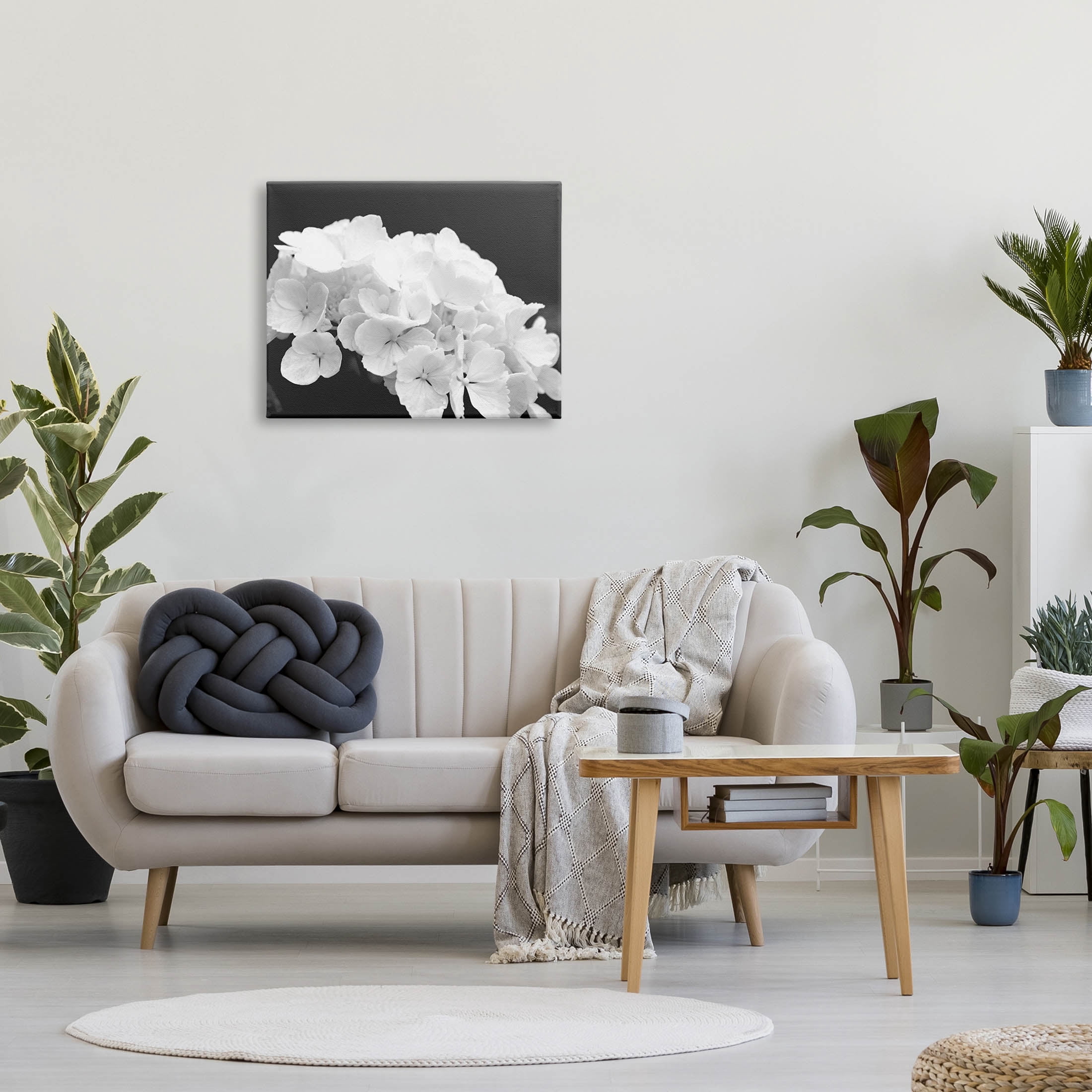 Delicate White Hydrangea Petals Botanical & Floral Photograph Gallery Wrapped Canvas Print Wall Art