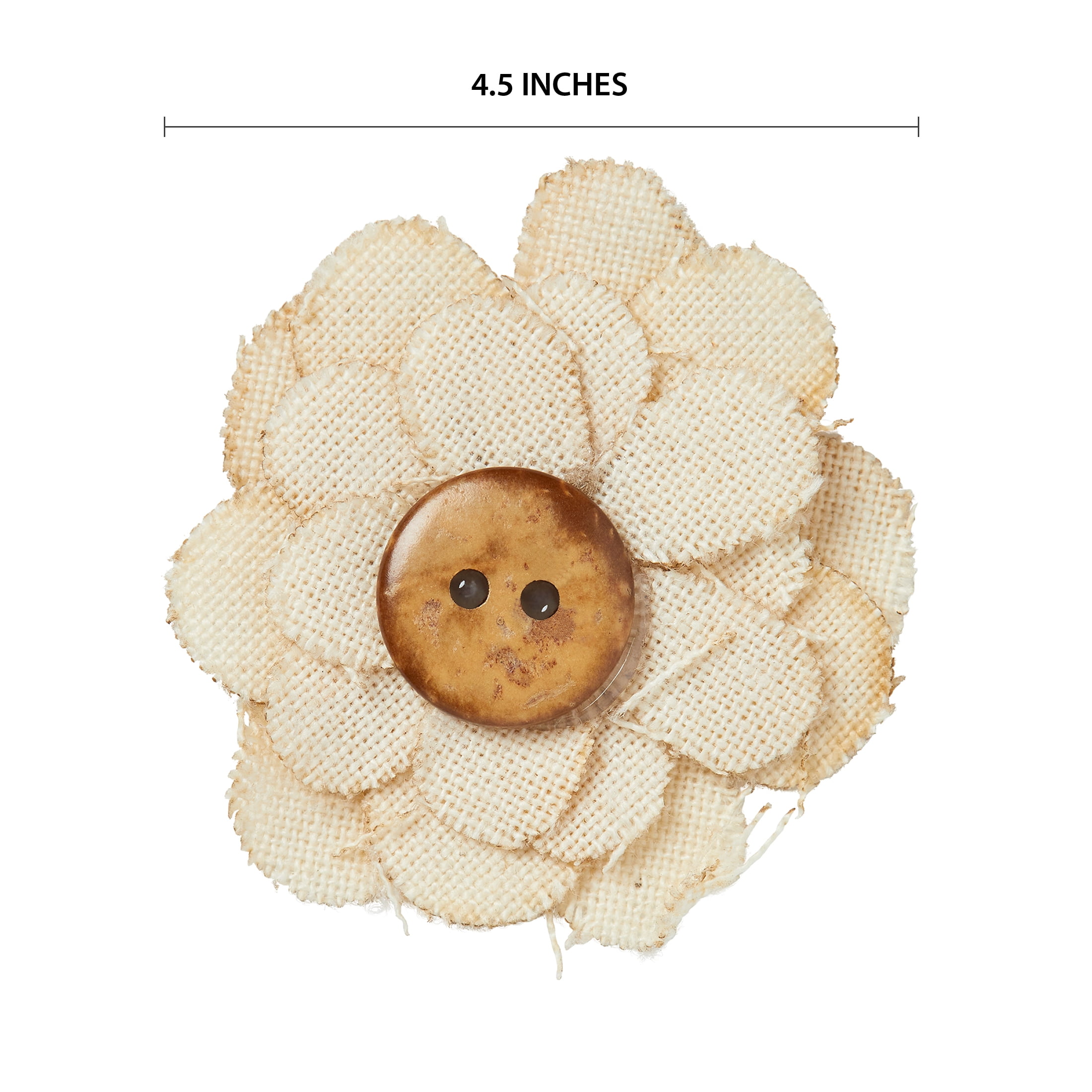 Offray Accessories, Natural Linen Flower with Button Center Accessory for Crafting, 6 Count
