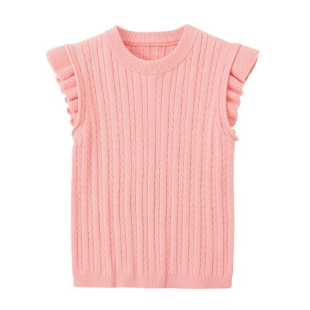 

Cardigan for Toddler Girl Pink Knitted Round Neck Casual Sleeveless Toddler Clothes Newborn Sweater 120 30Th Birthday Gifts For Women