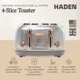 thumbnail image 2 of Open Box Haden Heritage 4 Slice Wide Slot Stainless Steel Toaster, Steel/Copper, 2 of 9