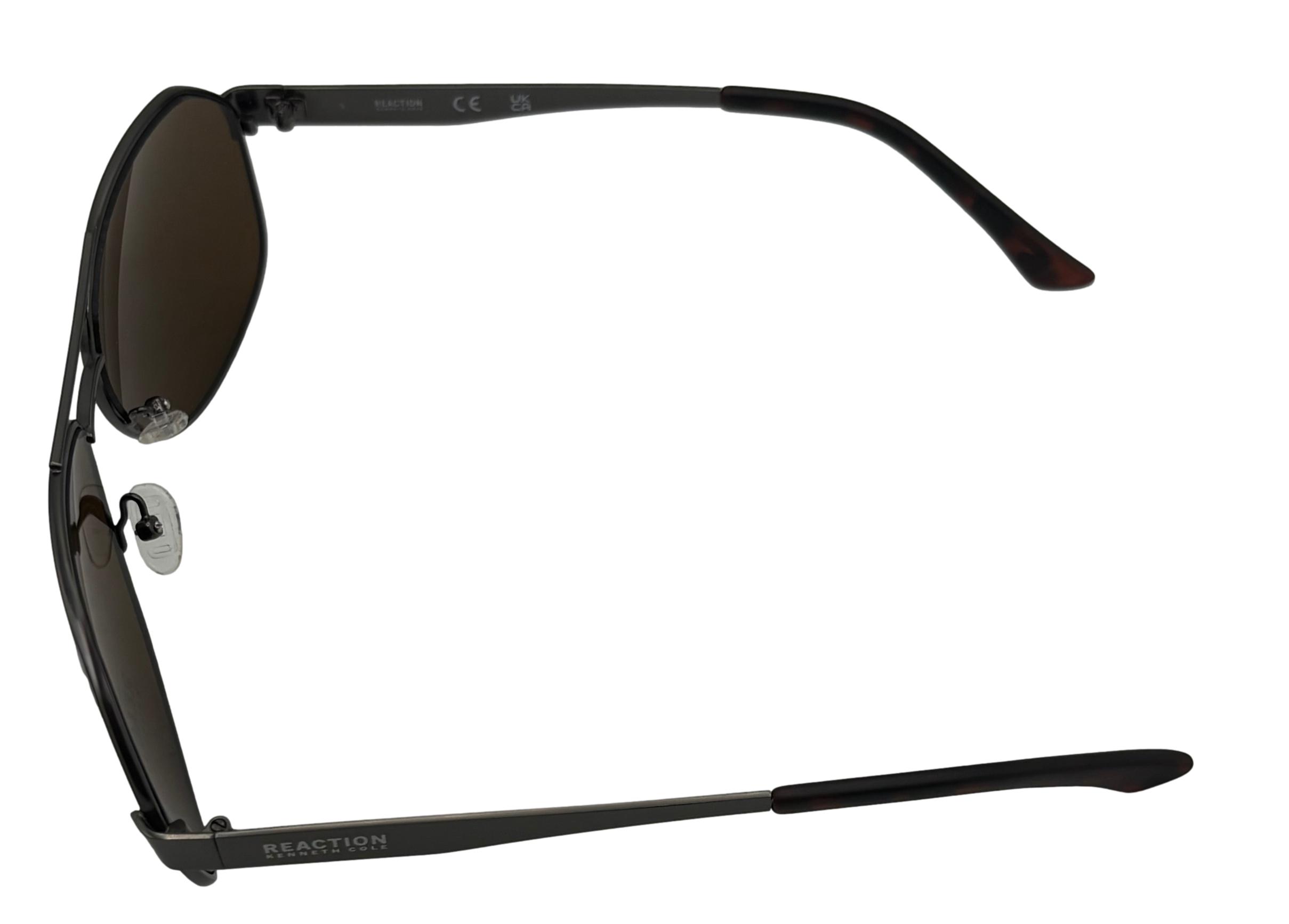 Kenneth Cole Reaction Mens Matte Gunmetal / Metal Aviator Sunglass, KC1432. 9E