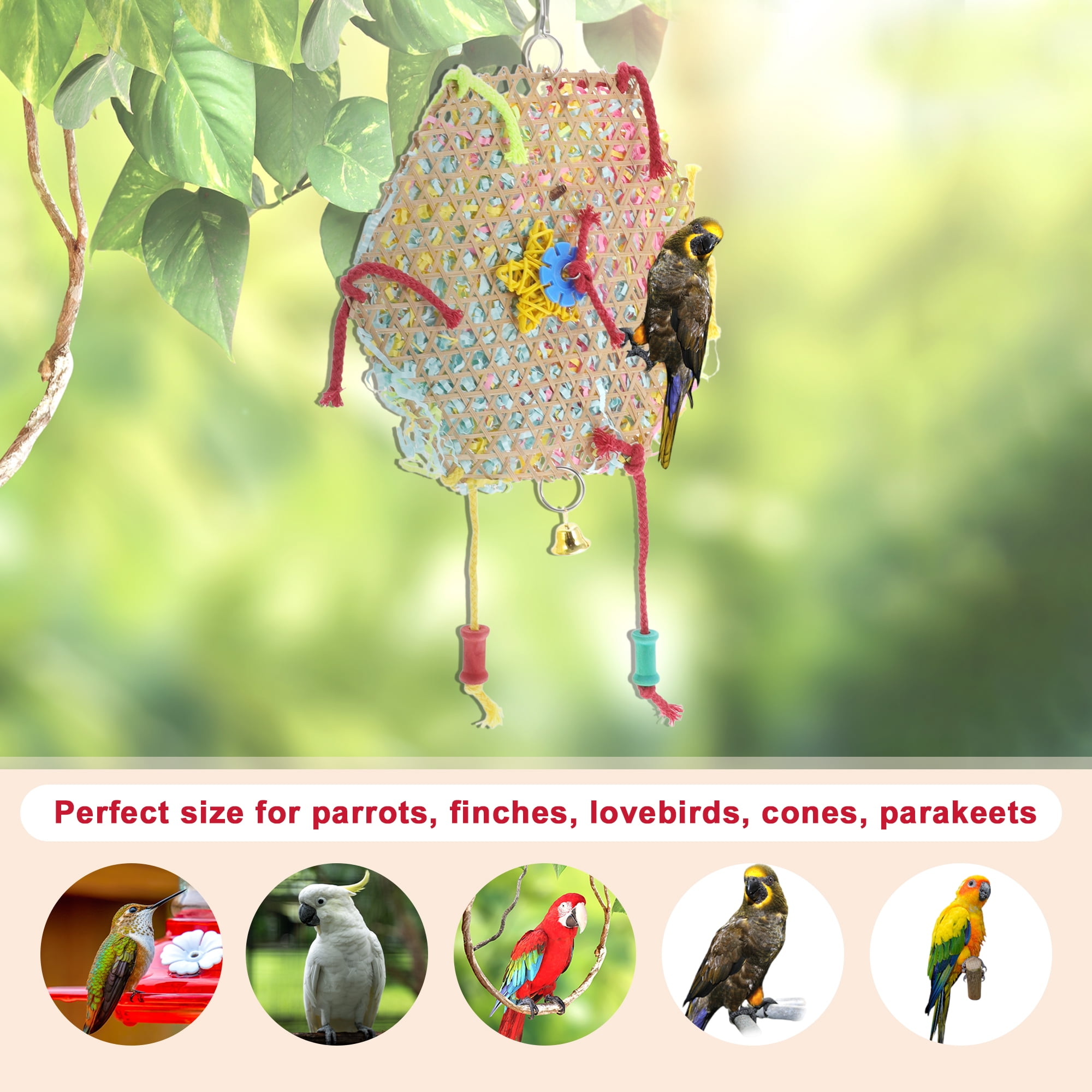 Unique Bargains 2 Pcs Bird Parrot Toys Bird Hanging Foraging Shredder Toys Bird Toys Bird Cage Accessories Cage Toys for Cockatiel Parakeet Parrot