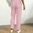 thumbnail image 6 of QSXADF Women's High Waist Pants Casual Straight Leg Pants Stretch Straight Leg Pants with Drawstring Elastic Waistband for Daily Comfortable Summer Women's Casual Long Trousers, 6 of 6