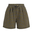 thumbnail image 5 of Women Walking Shorts Women's Summer Plaid Shorts High Waisted Loungewear Drawstring Casual Beach Travel Shorts with Pockets Brown XXL, 5 of 5