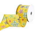 thumbnail image 3 of Plaid Patterned Spring Flowers Wired Ribbon, 2-1/2-inch, 10-yard, Yellow, 3 of 3