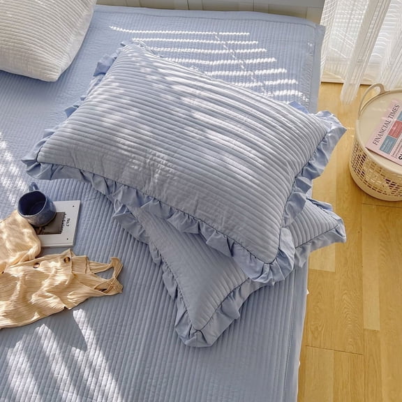 Nvzi-a 1Pcs Soft quilted chiffon pillowcase Green printing, colorful pillowcase, light up your bedroom scenery 18.9x29.13inch(blue)