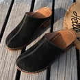 thumbnail image 6 of Dakaela Womens Mules Pumps Closed Round Toe Slip on Heels Clogs Suede Chunky Stacked Heel Slide Sandals Backless Casual Dressy Shoes Size 6-10 Black, 6 of 9