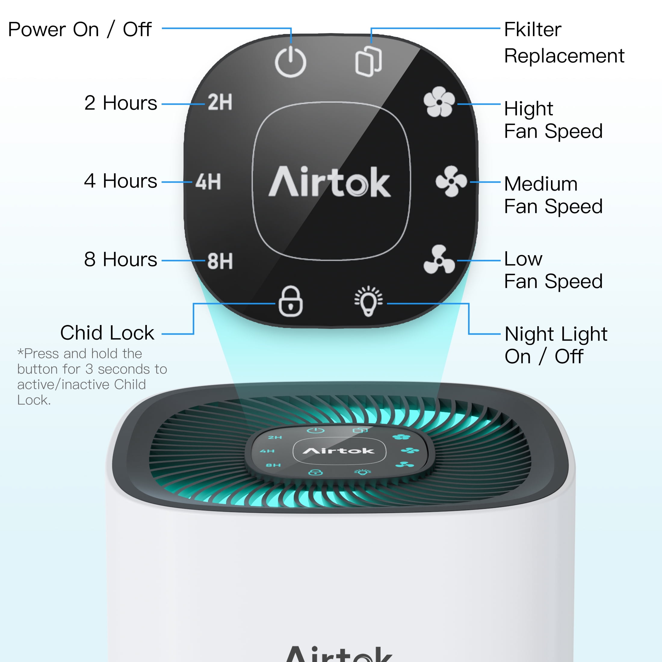 AIRTOK Large Room Air Purifier with True H13 Hepa Morocco Ubuy