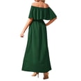 thumbnail image 3 of Franhais Women’s Fashion Solid Color Long Dress Sexy Off-the-shoulder Ruffles Split A-line Dress, 3 of 5