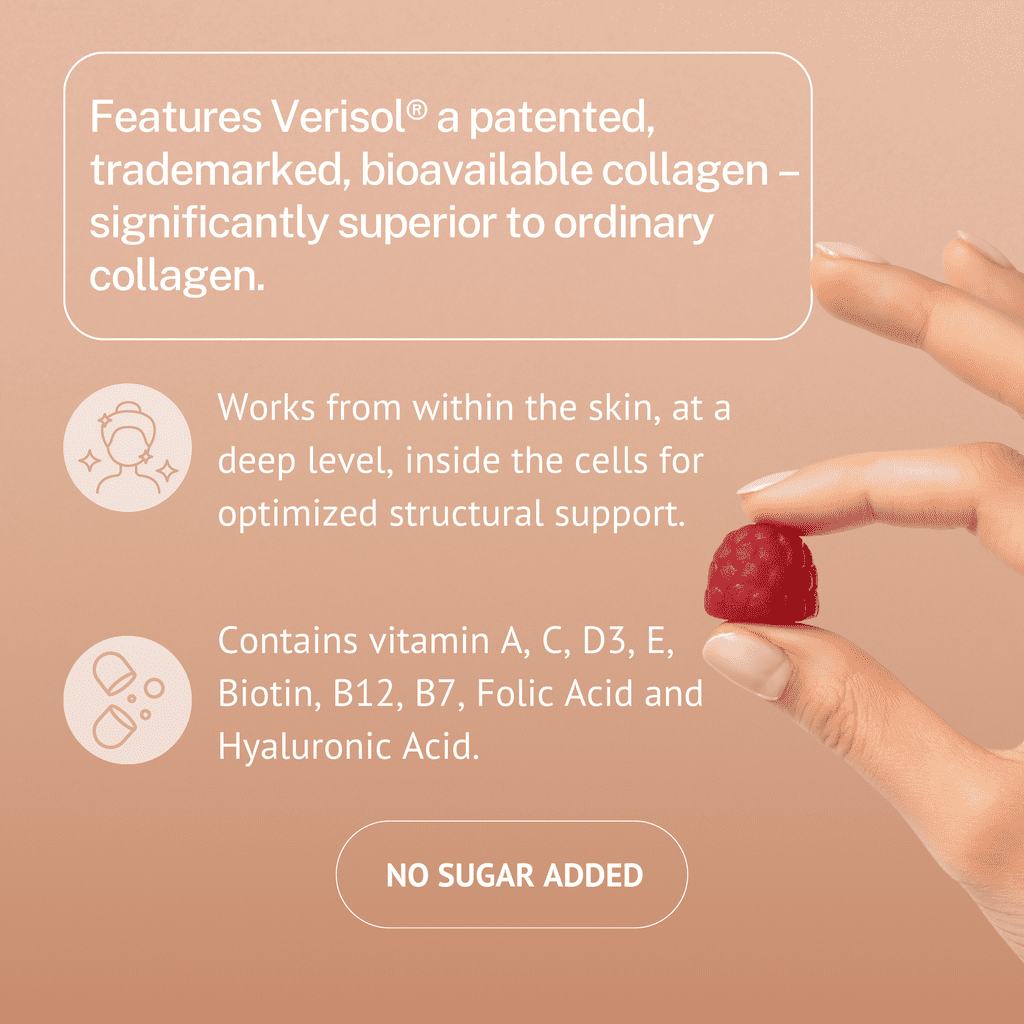 Consult Health VOLUMAGEN Skin Plumping Collagen Gummies with Verisol Bioactive Collagen Peptides, Biotin, Decrease Wrinkles, Increase Skin Elasticity, Natural Berry Flavor,120 Count