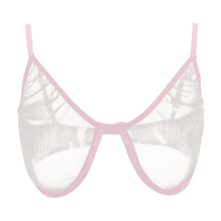Weikingp bras for women  Mesh Underwire Bra Mesh Underwire Bra Women Plus Size Vest Crop Wire Bra Lingerie Without Chest Pad S2XL camisole tops for women sexy lingerie for women clearance White XL