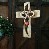 Sltwyw Marriage Cross for Wall Love Wall Decor, Handmade Resin Intertwined Heart Wall Cross, Jesus Wall Art Christian Decor for Wedding Valentine Christmas Gift - 7 Inch