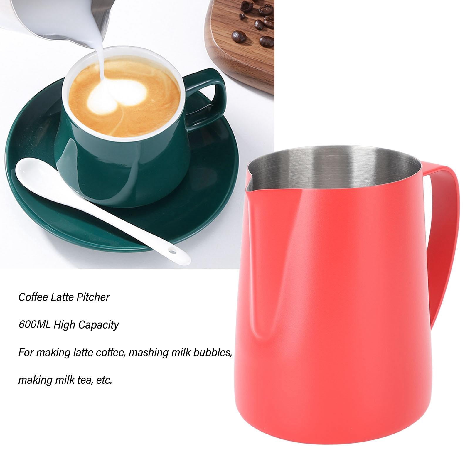LAZIOEGR 600 ML Stainless Steel Coffee Frother & Latte Art Pitcher with Inner Scale and Pointed Mouth