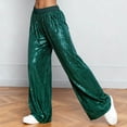 thumbnail image 6 of GEWSEY Women Sparkle Outfits Sequin Pants Elastic Waist Wide Leg Trousers Glitter Shiny Pants Bling Party Clubwear (Dark Green, M), 6 of 9