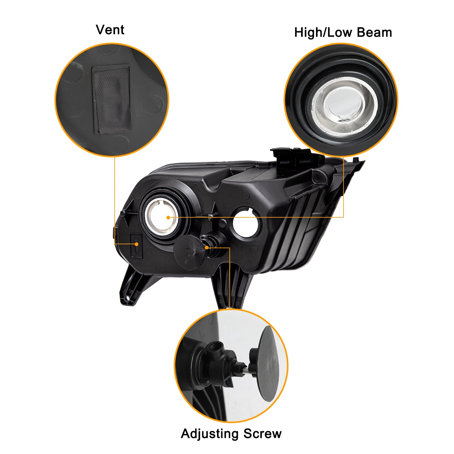 For 2010 2011 2012 2013 2014 Ford Mustang Halogen Type Headlight Headlamp Pair