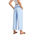 thumbnail image 5 of SWQZVT Women's Casual Wide Leg Pants Wide Leg Pants Drawstring Elastic Mid Waist Pants with Pockets Blue, 5 of 7