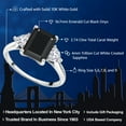 thumbnail image 2 of Gem Stone King 10K White Gold Black Onyx and White Created Sapphire 3-Stone Engagement Ring | 2.74 Cttw | Emerald Cut 9X7MM | Three Stone Wedding Anniversary Promise Ring for Women, 2 of 5