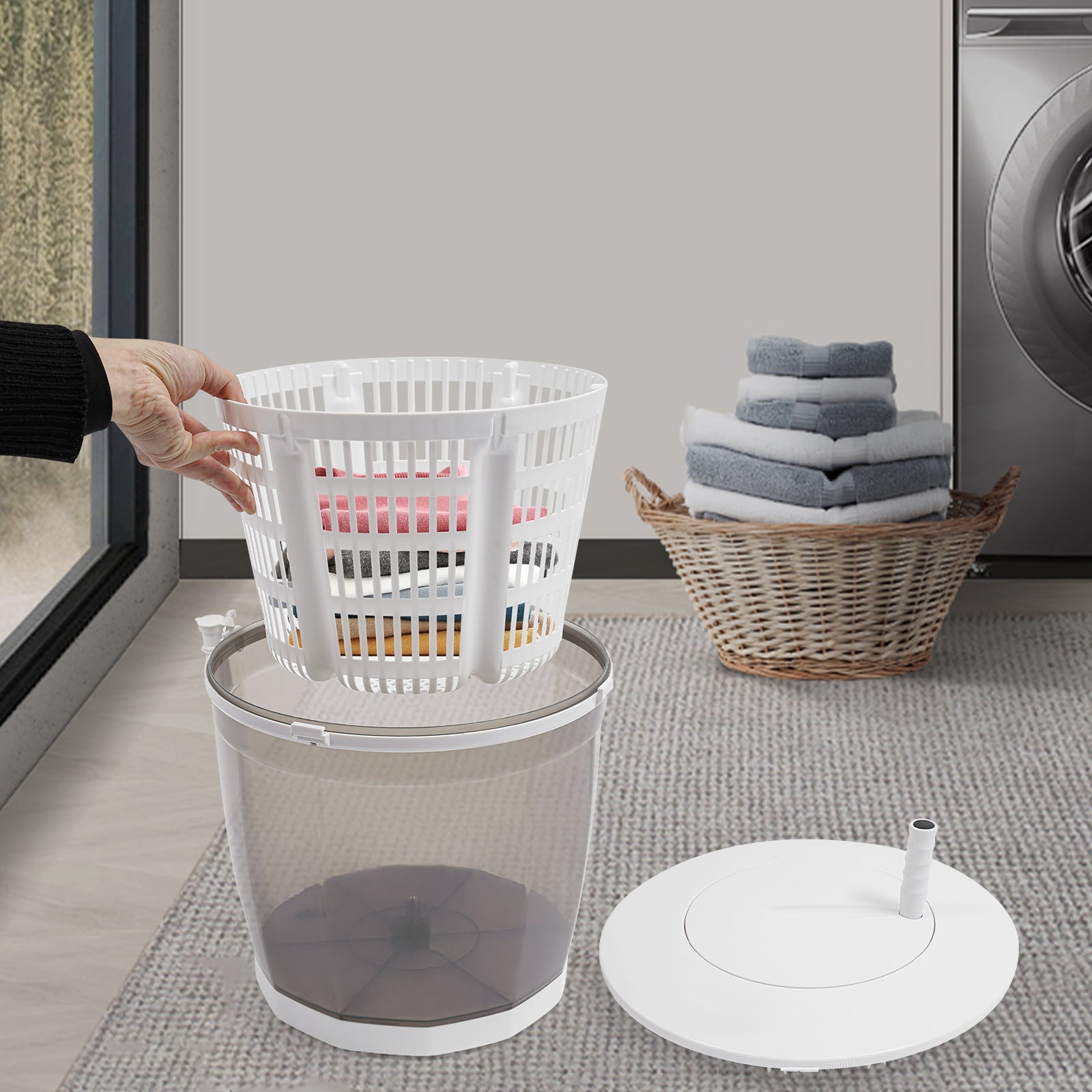 2kg 2 in 1 Non-Electric Manual Mini Portable Washing Machine Compact Washer Clothes Spin Dryer for Socks Towels Diapers Baby Clothes