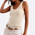 thumbnail image 6 of Womens Summer Sleeveless Tank Tops 2026 V Neck Ruffle Lightweight Ribbed Knit Shirt Casual Going Out Top Khaki M, 6 of 6