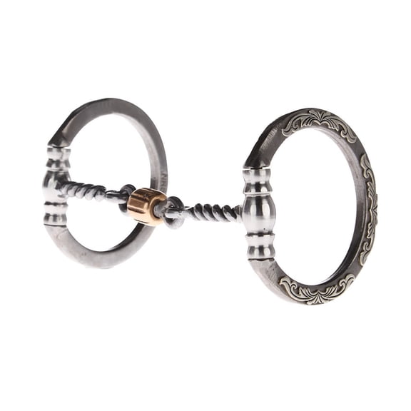 Nrs Silver Floral Twisted Wire Copper Dog Bone Snaffle Bit
