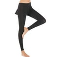 thumbnail image 1 of WLJ Women Solid Color Mid-Waist Two-In-One Back Skirt Yoga Leggings, 1 of 8