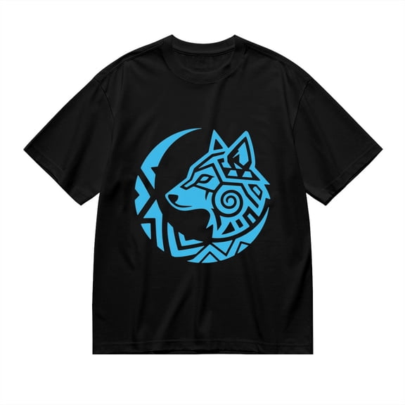 Black T Shirts for Men, Wolf Head Tribal, Graphic 1 Mens Graphic Tees, 24827555,S