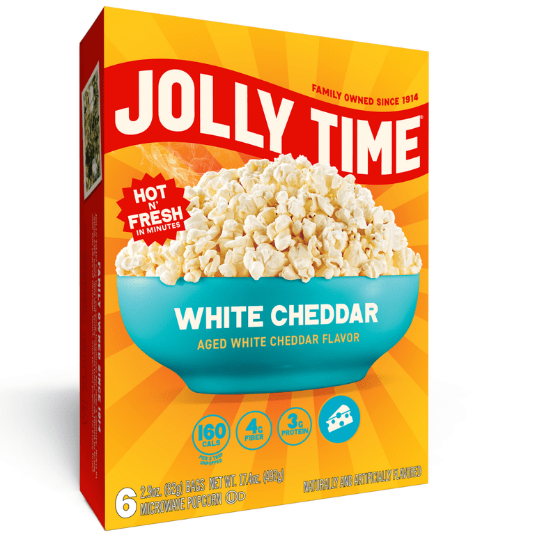 JOLLY TIME White Cheddar Microwave Popcorn, 2.9 oz, 6 Ct. Gluten