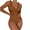 Coffee, variant on Women's 2025 Solid Color Fashion Sexy Tight Threaded Swimsuit Set