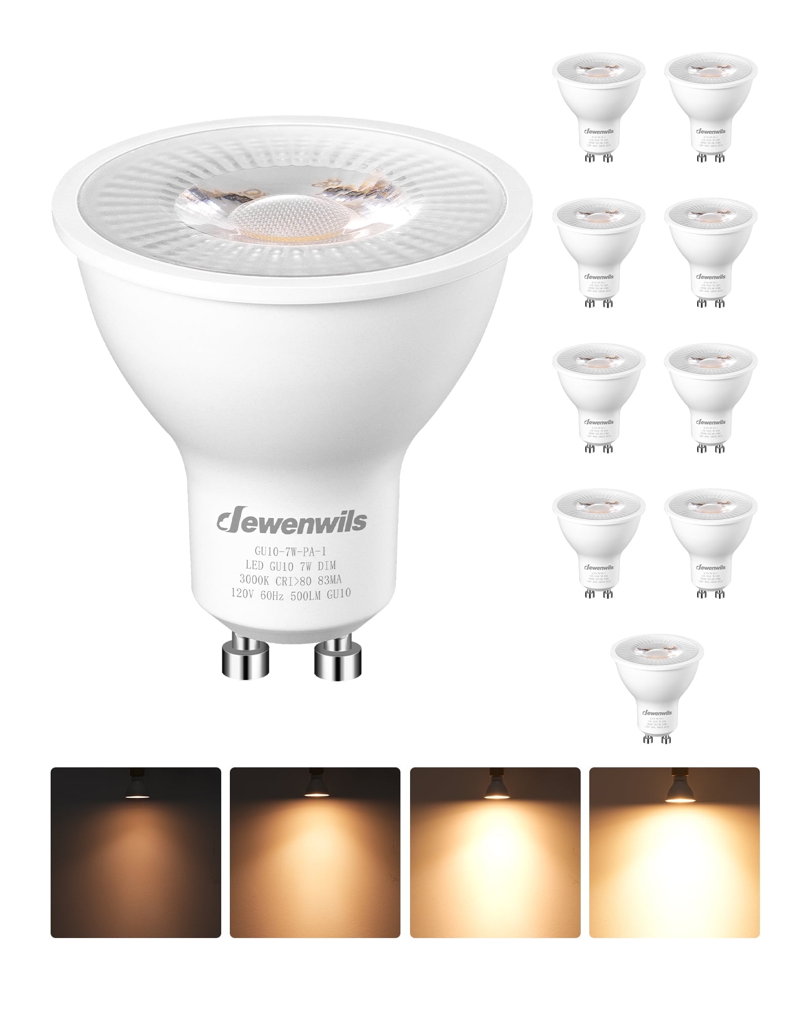 quelili GU10 Dimmable LED Bulbs 50W Spotlight Halogen Lamps Equivalent MR16 Full Glass Cover Reflector 4.5W 400lm 3000k Warm White UL Listed E quelili GU10 Dimmable LED Bulbs 50W Spotlight Halogen Lamps