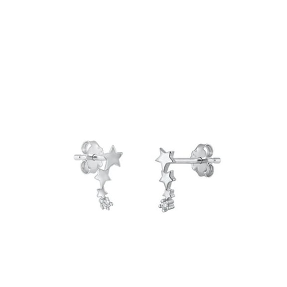Sterling Silver Multi Shooting Stars Hanging Stud Earrings Post .925 Jewelry Female Unisex