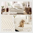 thumbnail image 5 of Marrber Beige 52” 3-in-1 Convertible Pull-Out Sofa Bed Sleeper Loveseat with Reclining Backrest, Built-in Cup Holders, Pet-Friendly Corduroy Sofa for Small Space, 5 of 8