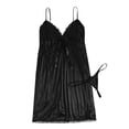 thumbnail image 1 of Ensemble de Lingerie pour Femmes Grande Taille avec Robe de Nuit à Nœud en V et String, sous-Vêtements P-3TG, 1 of 9