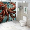 thumbnail image 7 of Shiartex  Octopus Shower Curtain for Bathroom, Cool Ocean Nautical Red Kraken Fabric Shower Curtains Set, Trippy Funny Restroom Decor Accessories 60x72, 7 of 7